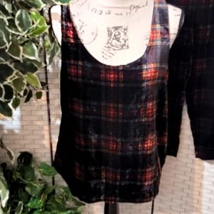 NWT J Crew Stewart Plaid Velour Top